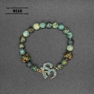 Natural African Turquoise Om Charm Bracelet