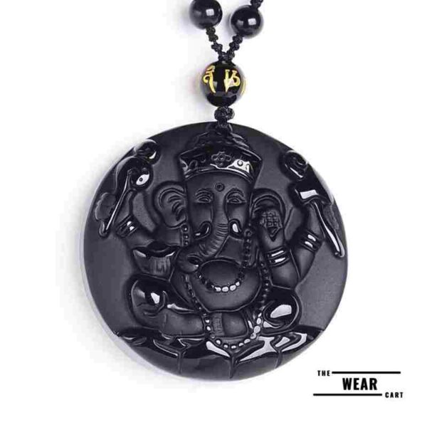 Black Obsidian Ganesha Pendant - Image 3