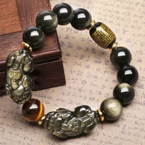 Natural  Obsidian Double Pixiu Wealth Bracelet